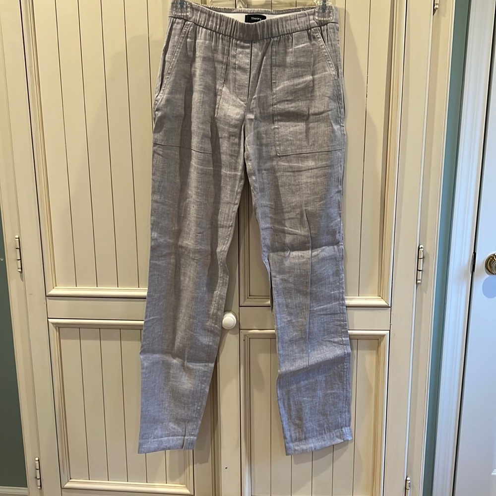 Theory grey linen pants